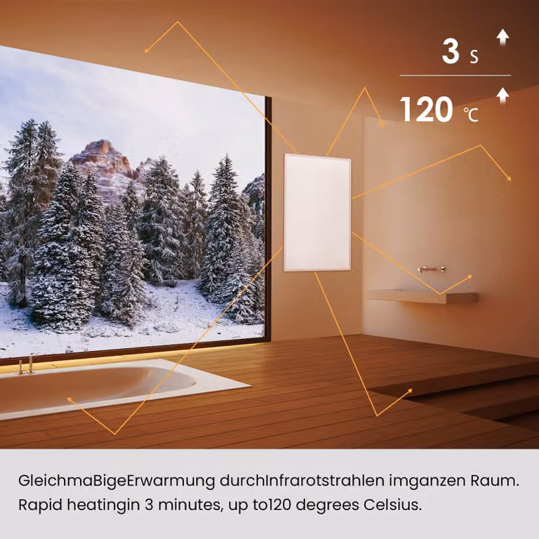 Pannello radiante a infrarossi da parete - Potenza: 600 Watt - Alluminio - Per uso interno, ideale per la camera da letto