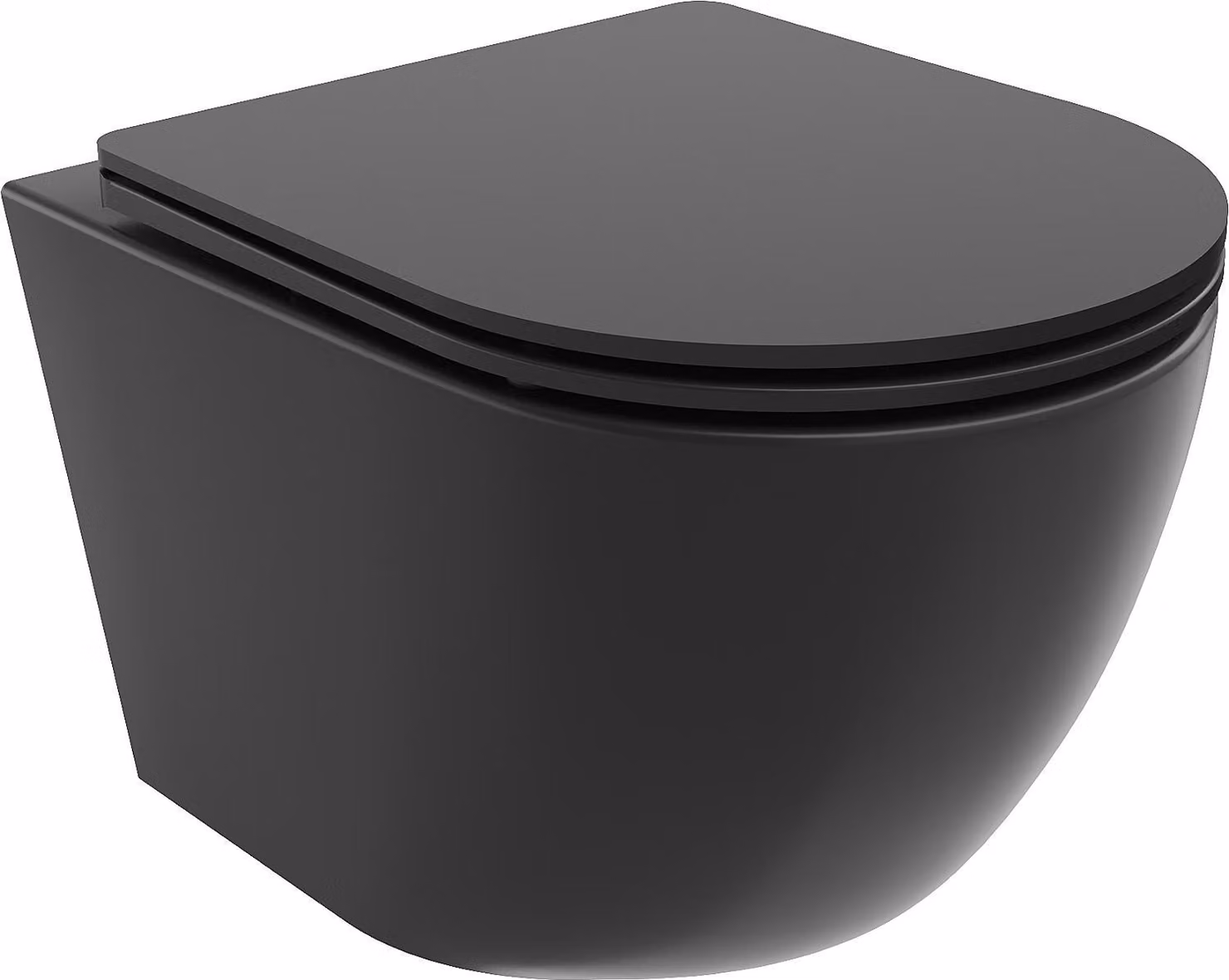 Mexen Lena vaso wc senza bordo con sedile a chiusura rallentata slim, duroplast, nero opaco - 30221085