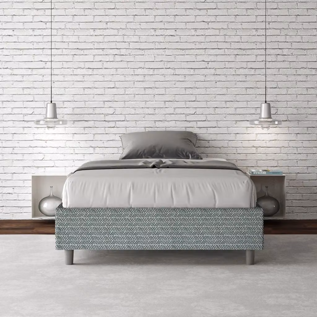 Letto Sommier 1 Piazza e Mezzo Azelia Aragona 7 di GIORDANOSHOP con Contenitore e Rete, Colore Azzurro – 2