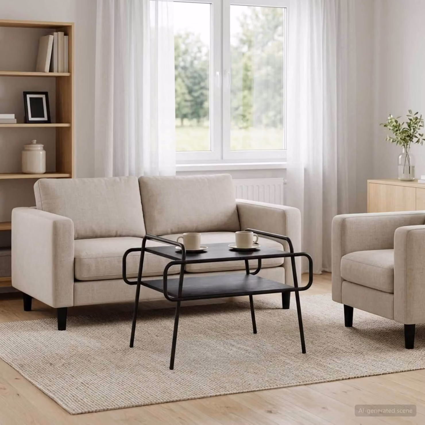 Maison Exclusive - Tavolino da caffè in legno impiallacciato di quercia nera, dimensioni 70 x 50 x 51 cm