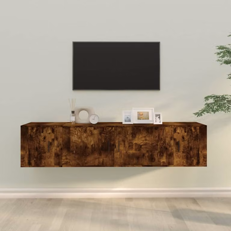 Set Mobili Porta TV 3 Pezzi vidaXL in Legno Multistrato Rovere Fumo Marrone