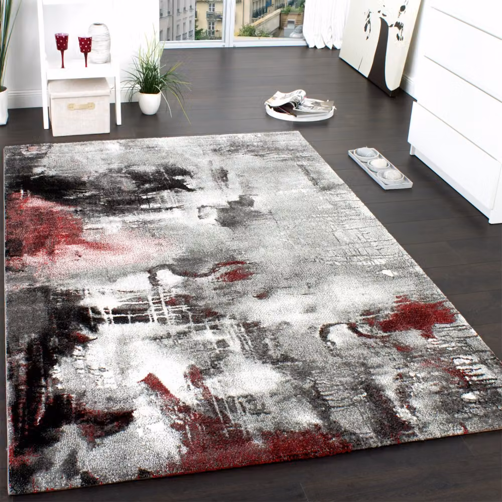 Tappeto Horizon rosso con design astratto e stile vintage, L: 160 cm, P: 230 cm – 3