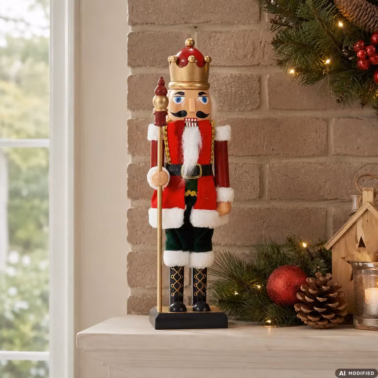 Schiaccianoci Natalizio Decorativo in Legno VESTIAMO CASA Altezza: 38,5 cm