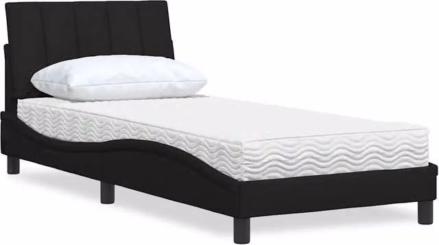 Letto con Materasso Hanko vidaXL in Tessuto Nero e Bianco L/P/H: 218 x 80 x 200 cm – 1