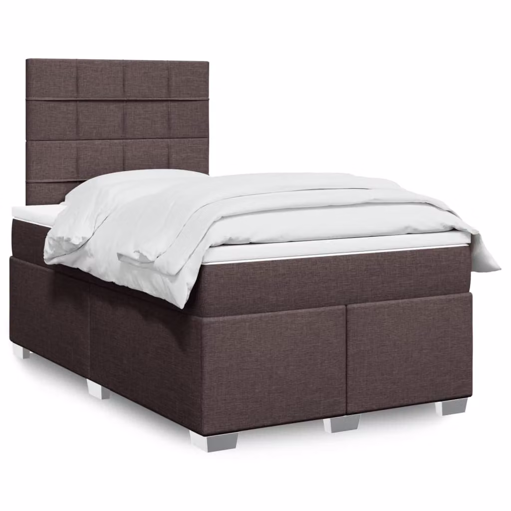 vidaXL Letto Ibrido con Materasso in Tessuto Marrone e Bianco L/P/H: 120 x 200 cm – 1
