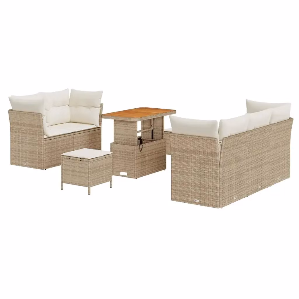Set Divano da Giardino vidaXL 8 Pezzi con Tavolino e Cuscini Beige per 5 Persone – 2