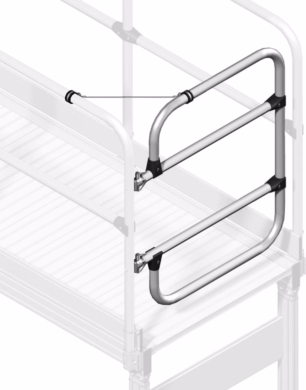 Porta a battente Zarges con chiusura automatica per scale di manutenzione e piattaforme di lavoro con gradini larghi 800 mm