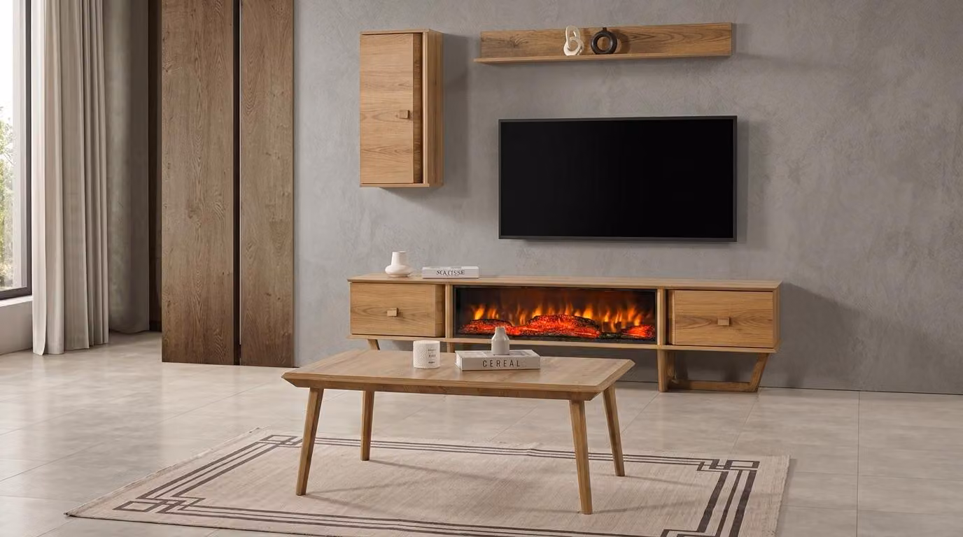 Mobile TV a giorno, stile regale, moderno, colore marrone, per soggiorno