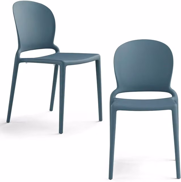 Set di 2 sedie JASMINE Redokasa in polipropilene impilabili, design moderno, colore blu Avio