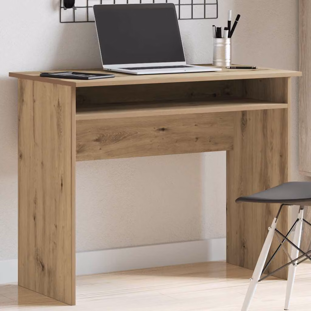 Scrivania moderna vidaXL in legno color rovere marrone L: 90 cm, P: 60 cm, H: 74 cm
