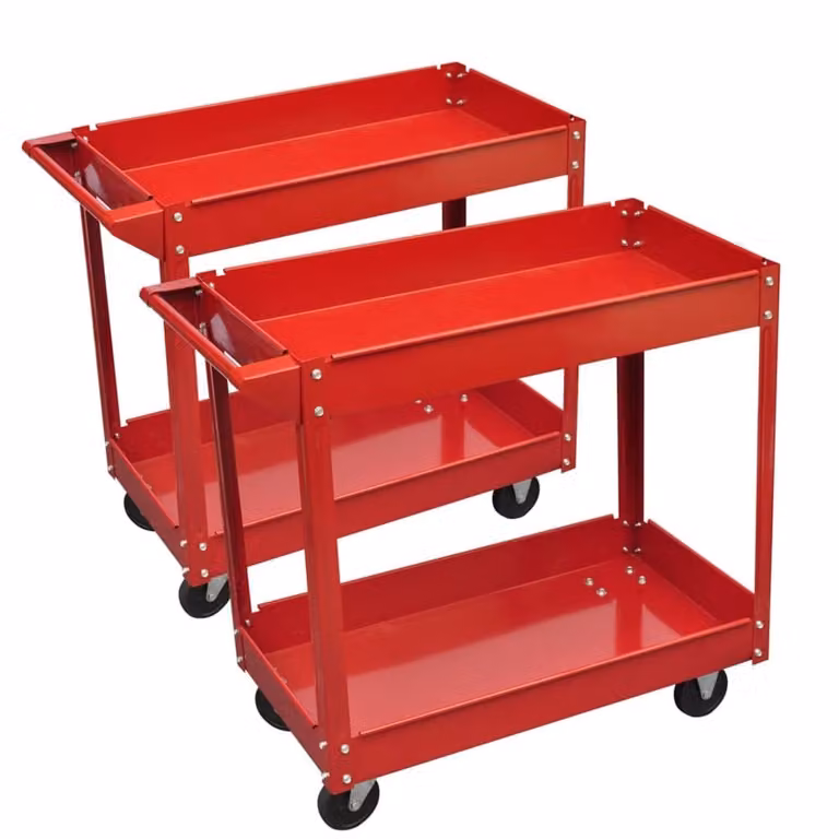 The Living Store Carrello da officina 2 pz. 100 kg 2 ripiani