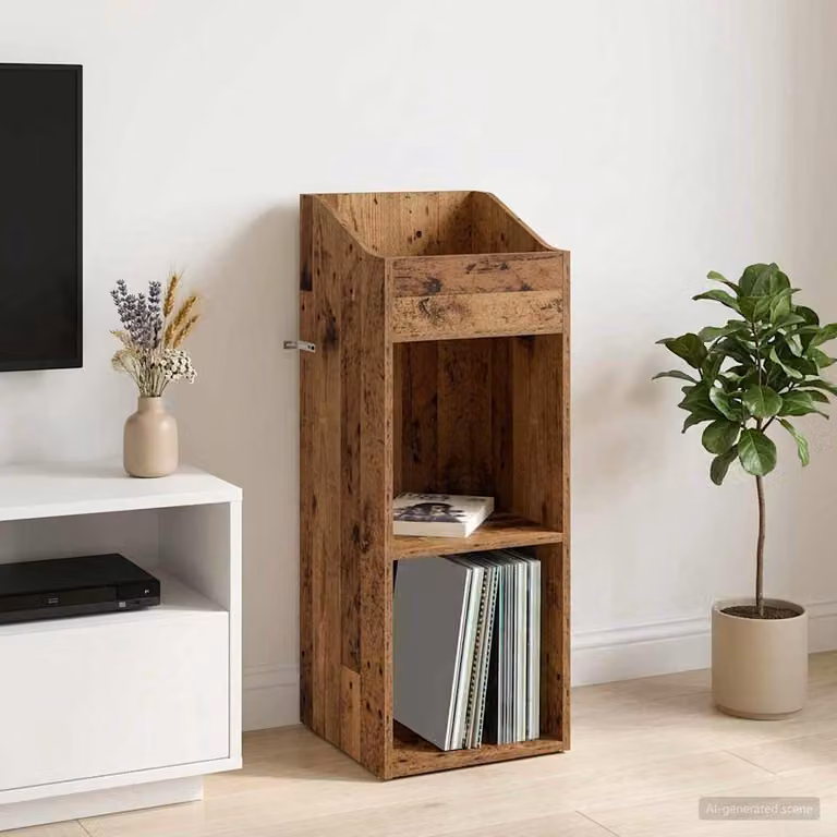 vidaXL Mobile porta vinili in legno color marrone L/P/H: 36 x 36 x 95,5 cm