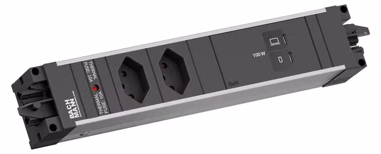 Bachmann Step Alu 2Xch 90°, 1Xusb C/C 100 W