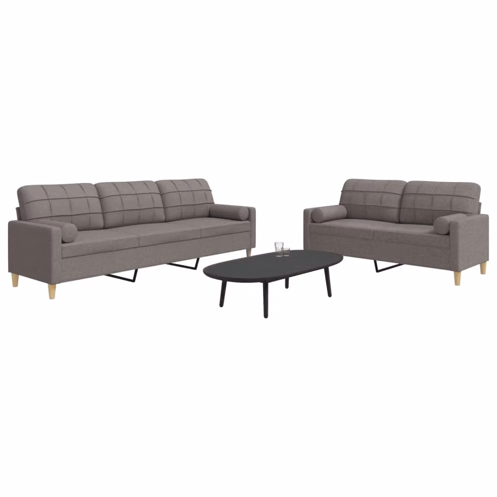 Set di 2 Divani vidaXL Moderni in Tessuto con Cuscini Decorativi Beige o Grigio – 1