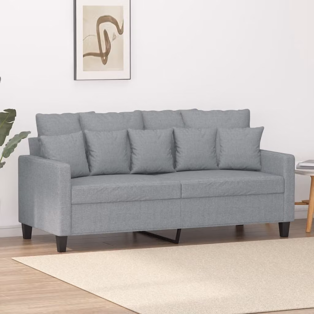 Divano a due posti, colore grigio chiaro, 140 cm, rivestito in tessuto