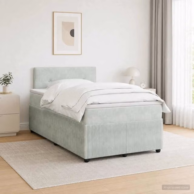 Letto box spring con materasso a molle insacchettate vidaXL Grigio Chiaro L/P: 120 x 200 cm