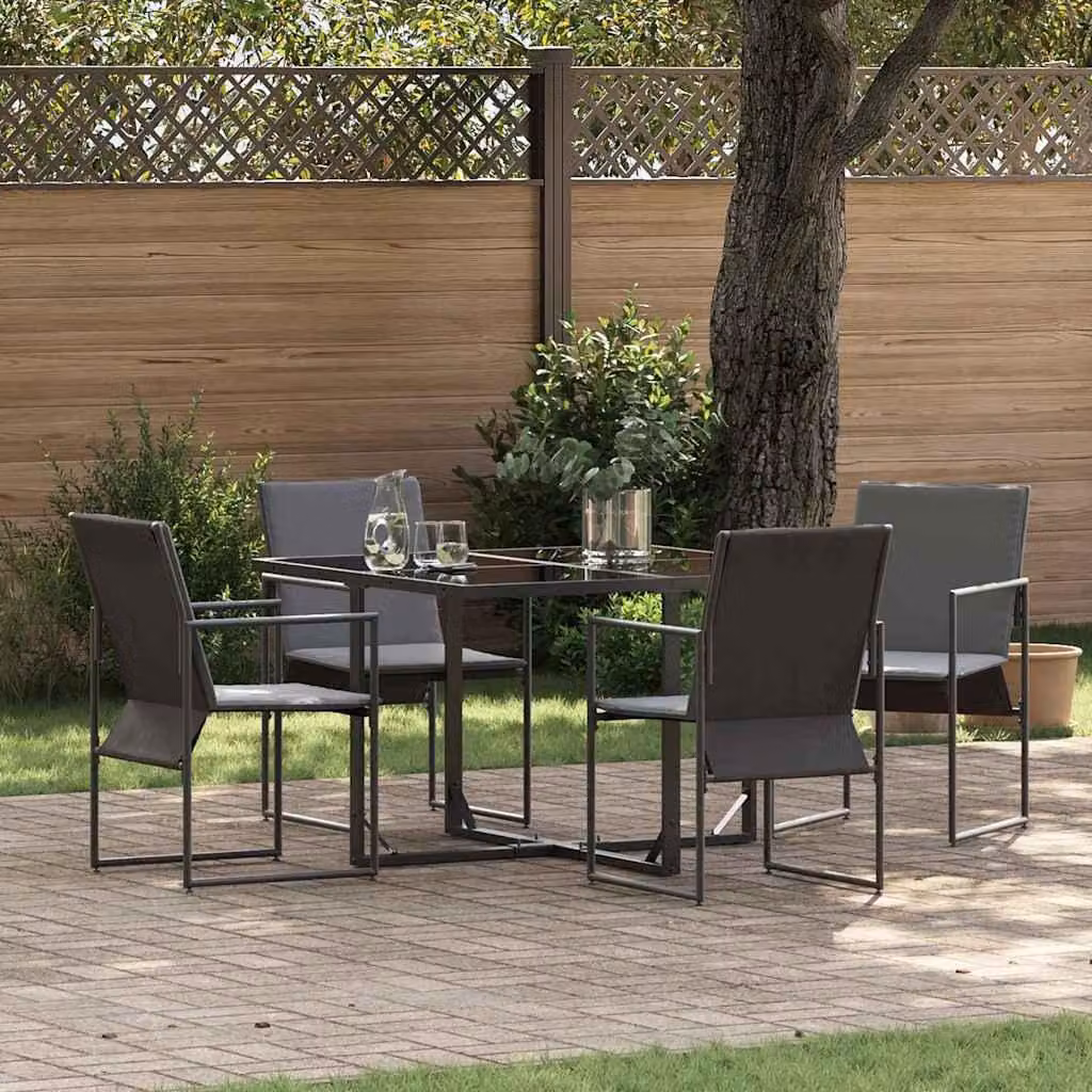 Maison Exclusive - Set da Pranzo per Giardino 5 pcs Nero Acciaio
