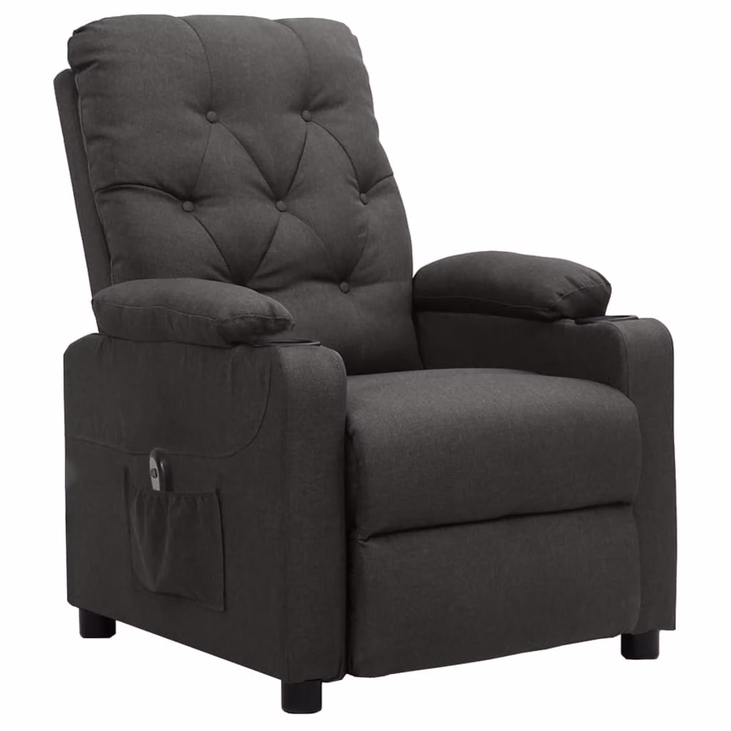 vidaXL Poltrona relax elettrica in tessuto grigio scuro