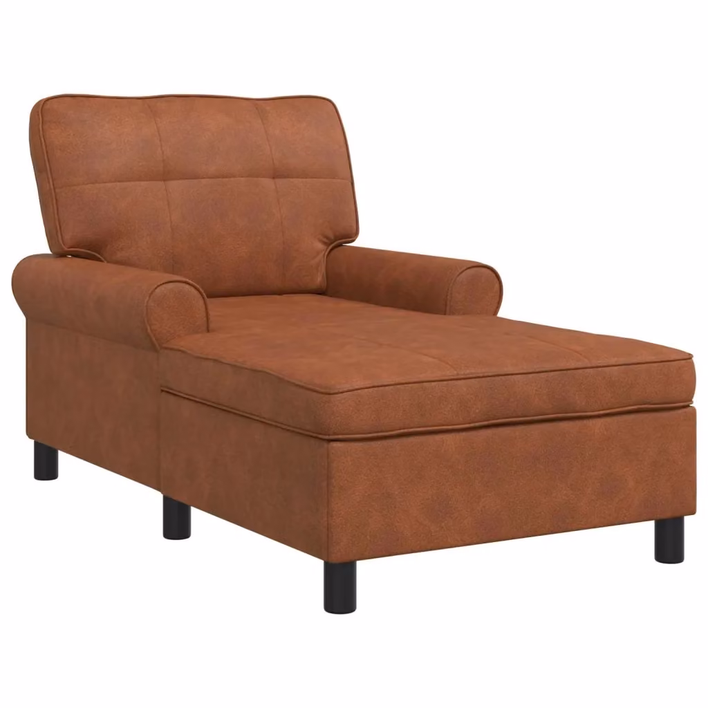 vidaXL Chaise Lounge Moderna in Pelle Sintetica Marrone con Rivestimenti Rimovibili L: 157 cm, P: 91 cm, H: 91 cm – 2