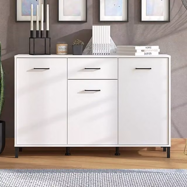 Madia Laerru, Credenza 3 Ripiani, 138x40x90h cm Bianco
