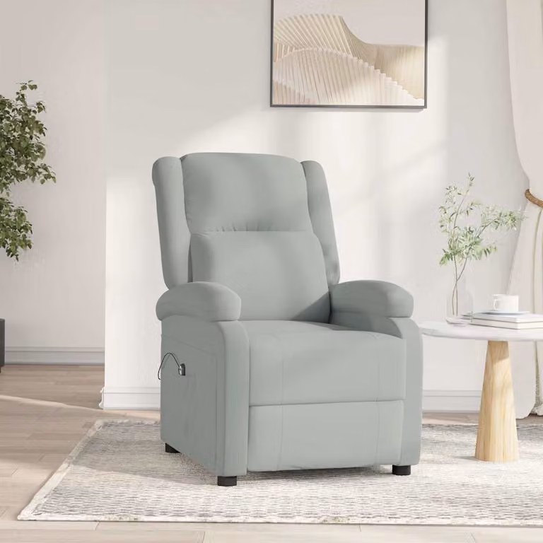 Poltrona Reclinabile Elettrica vidaXL Grigio con Rivestimento in Velluto e Pelle