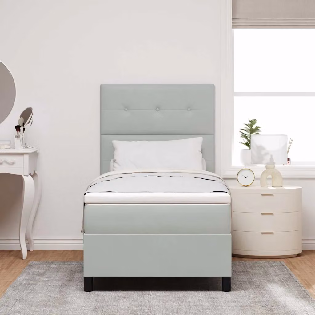 Letto a molla con illuminazione LED vidaXL in velluto grigio, L/P: 100 x 200 cm