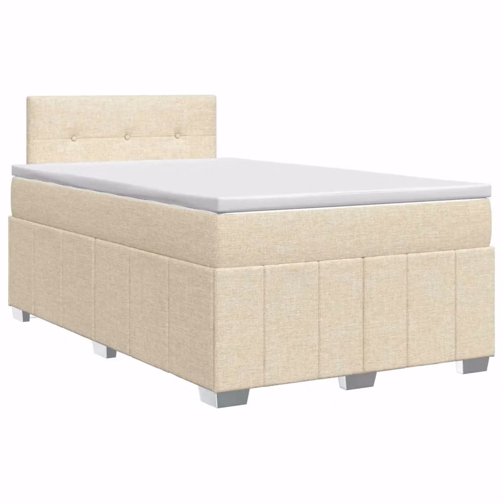 Letto box spring con materasso vidaXL in tessuto beige e bianco con base a sollevamento L/P: 120 x 200 cm – 2