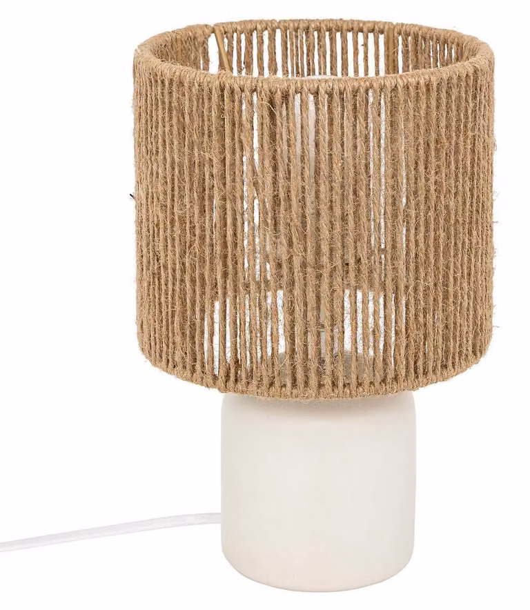 Lampada da tavolo in Vetroceramica KOBY con paralume intrecciato, 24 cm