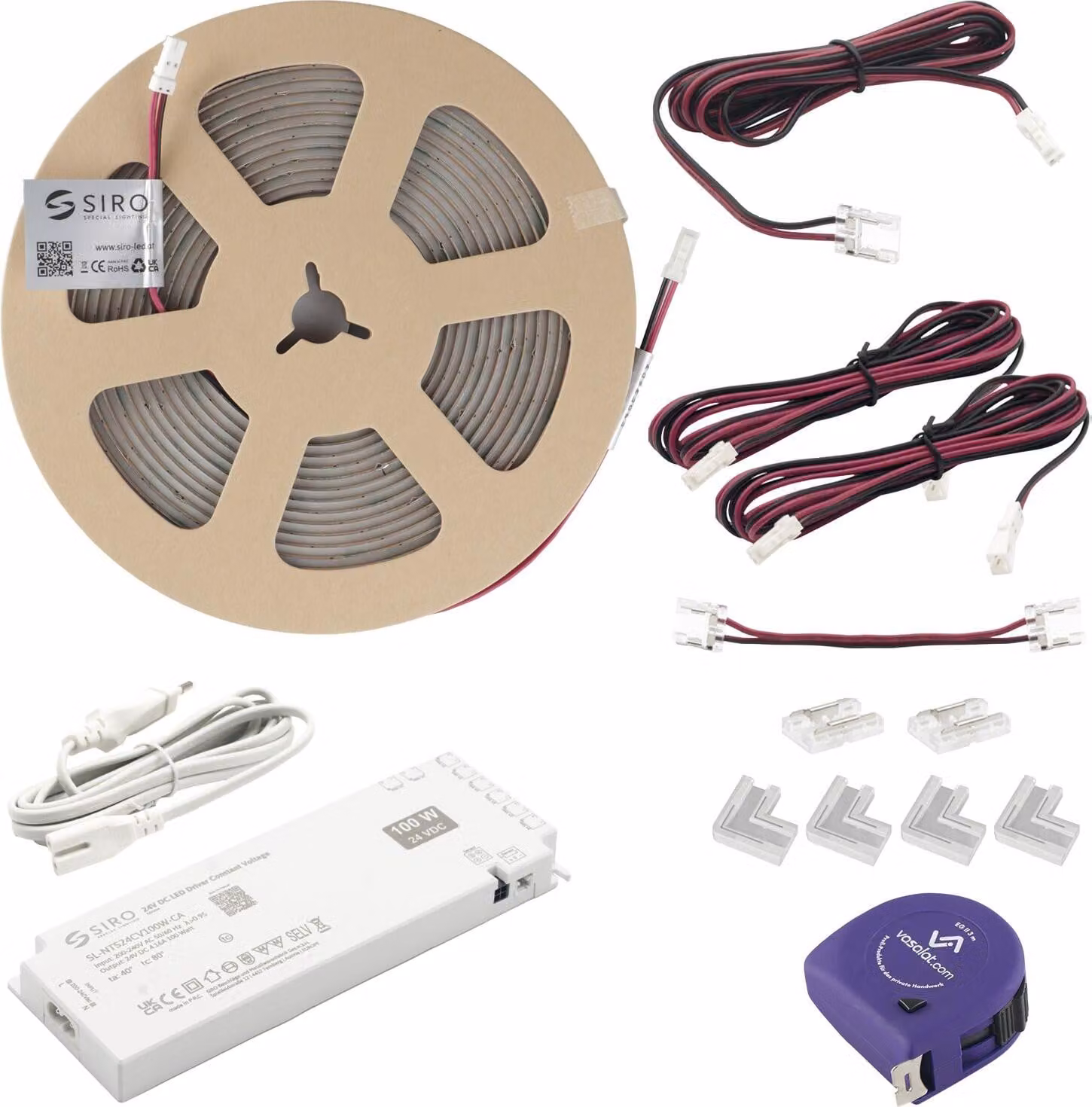 SIRO LED Set striscia LED 5 m 15 W/m 4000 K, IP20, 24 V/CC