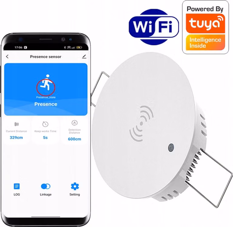 Sensore di presenza a microonde RTX WiFi TUYA Smart 230 V con sensore a soffitto