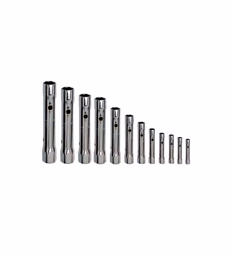 Set di 12 chiavi a tubo doppie Usag Serie 288N in acciaio cromo vanadio, bocche esagonali 6x7-30x32 mm, colore argento – 1