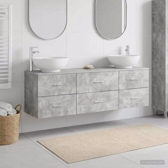 Set di mobili per il bagno 3 pz Grigio Cemento 3405894