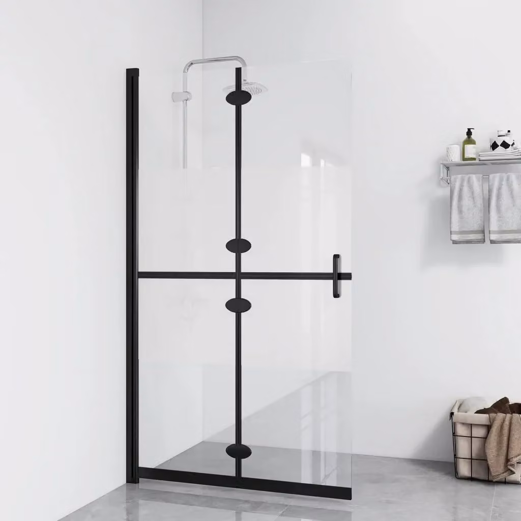 Parete per Doccia Walk-in Pieghevole DESIGN IN in Vetro ESG Opaco Nero L: 80 cm, H: 190 cm – 2