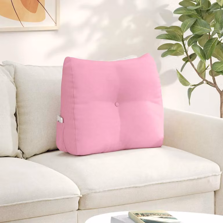 vidaXL Cuscino per Schiena Contornato Rosa in Poliestere con Rivestimento Lavabile in Lavatrice L: 60 cm, P: 24 cm, H: 50 cm