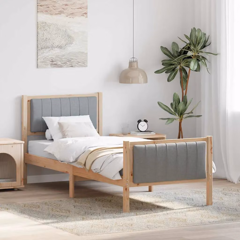 Struttura del letto moderna vidaXL in legno di pino marrone e grigio, L 200 x L 80 cm – 1