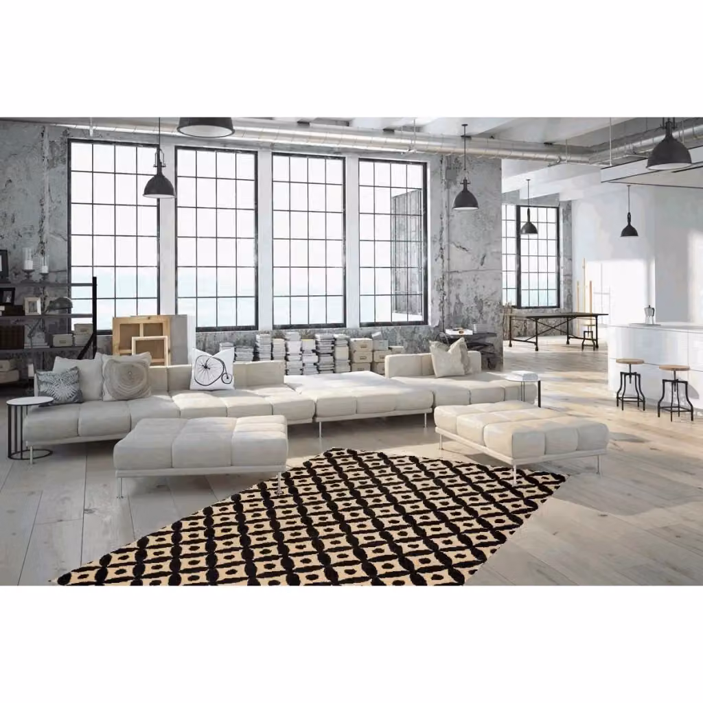 Tappeto Scandy Kendra Home a trama piatta in juta e ciniglia nero e naturale – 2