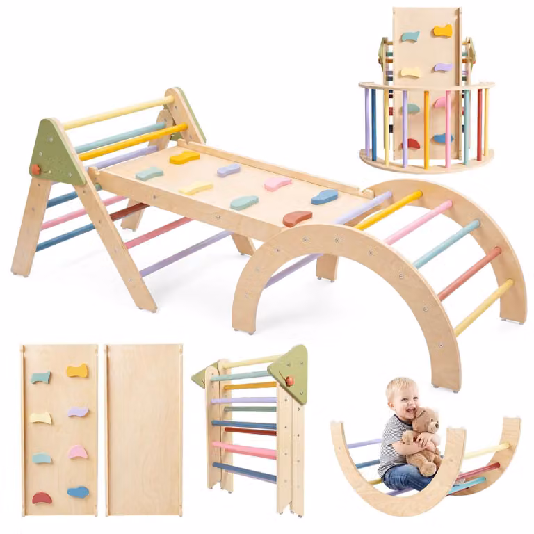 Set di gioco Pikler triangolare 3-in-1 per bambini piccoli