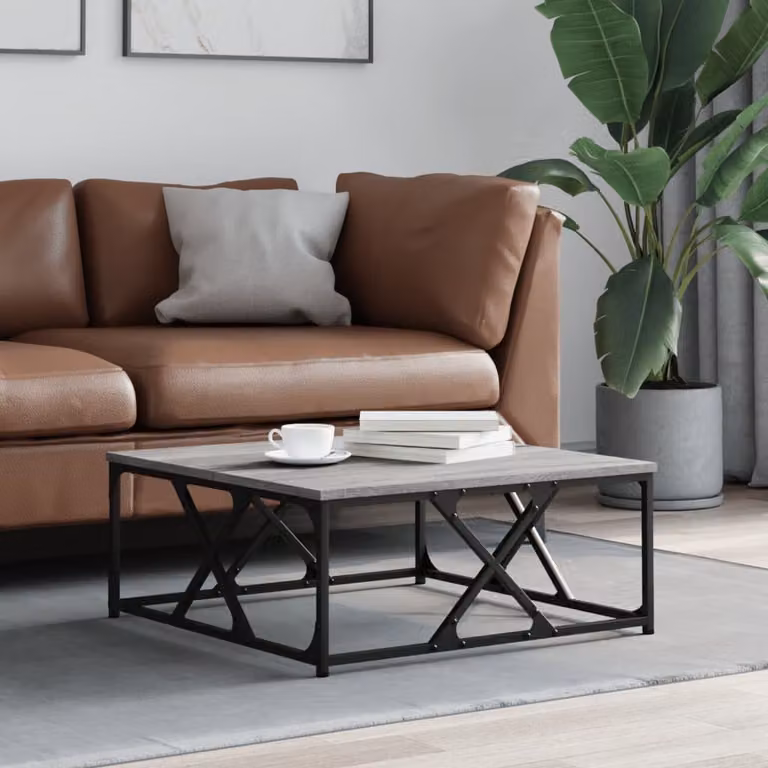 vidaXL Tavolino da Salotto Moderno Grigio Sonoma L: 70 cm, P: 70 cm, H: 30 cm