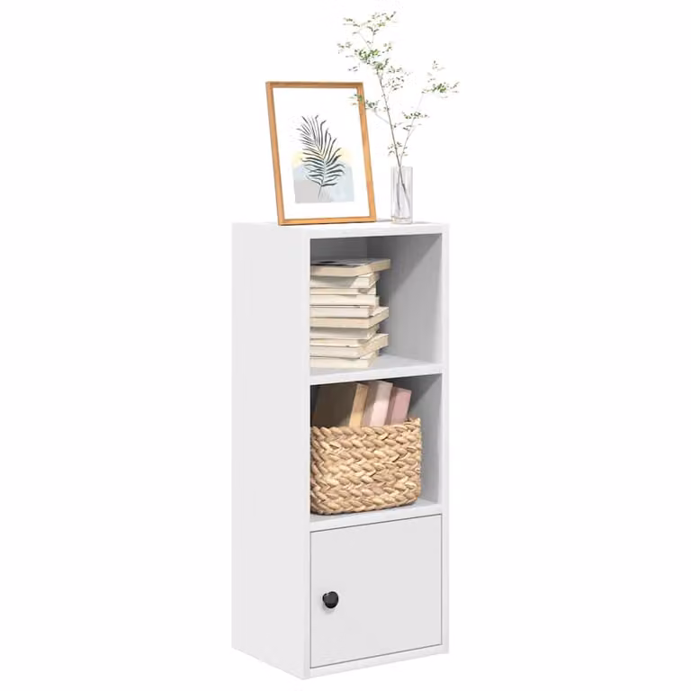 Libreria bianca vidaXL in legno e MDF con pannello posteriore, L 31 cm x P 24 cm x H 77 cm