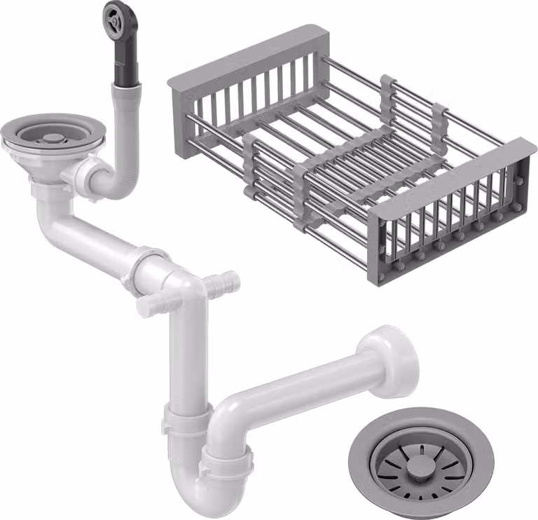 Granitan - Sifone - Gruppo di scarico - telescopico - 1 vasca - Grigio - Accessori sanitari