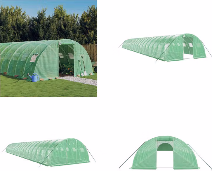vidaXL Serra con telaio in acciaio verde 80 m² 20x4x2 m - Serra - Serre - Polytunnel - Serra calpestabile