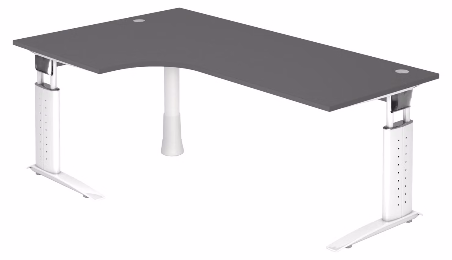 bümö Scrivania Serie-U - Decorazione: grafite, dimensioni: scrivania angolare 200 x 120 cm, struttura: bianco