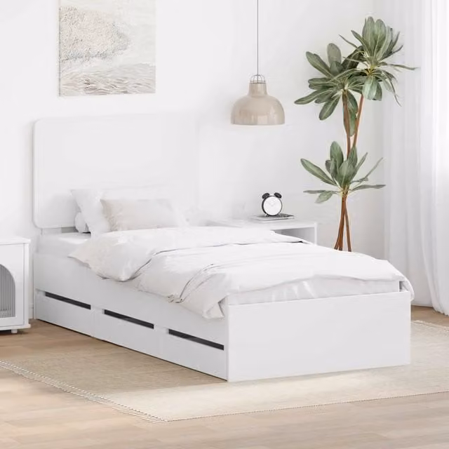 Struttura letto con cassetti vidaXL in legno ingegnerizzato bianco L 100 x P 200 cm, H 102 cm, H 206 cm