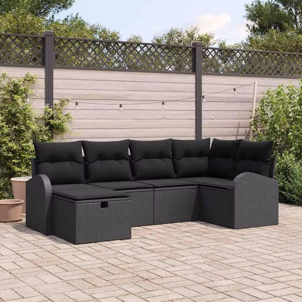 Maison Exclusive - Set da giardino composto da 6 pezzi, divano in rattan sintetico nero