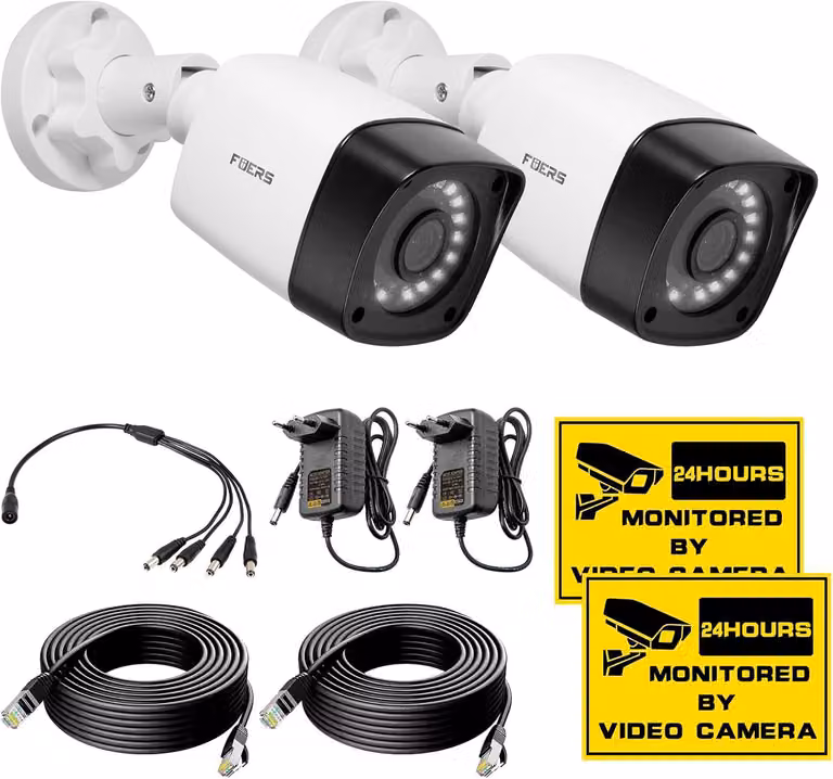 Telecamera da esterno, 5 MP, sistema di videosorveglianza per esterni, confezione da 2 telecamere con riconoscimento facciale, telecamera di sicurezza wireless con visione notturna a colori