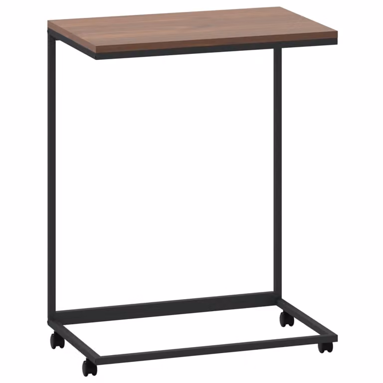 Tavolino con Ruote Nero 55x35x70 cm in Legno Multistrato