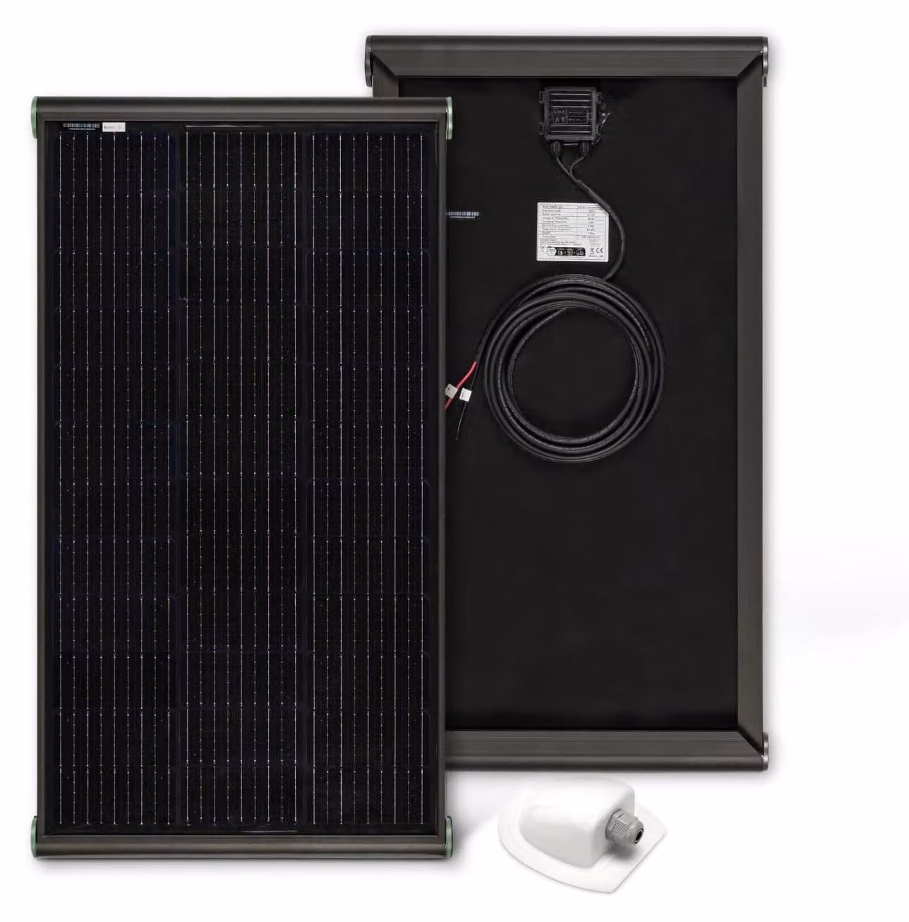 Pannello solare da 100W per camper, con telaio in alluminio nero e celle monocristalline PERC