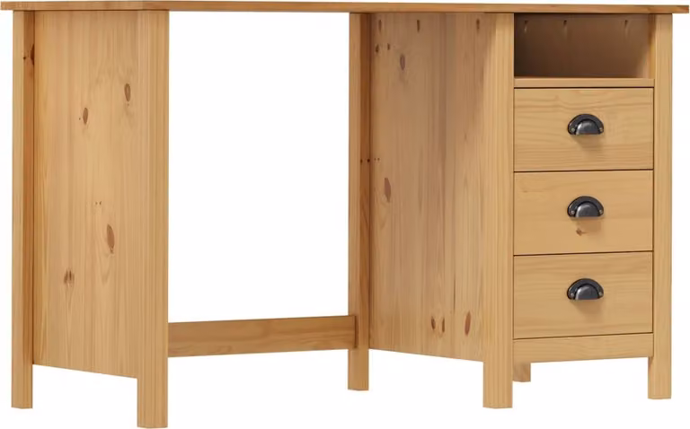 The Living Store Scrivania Hill con 3 cassetti 120×50×74 cm in legno di pino