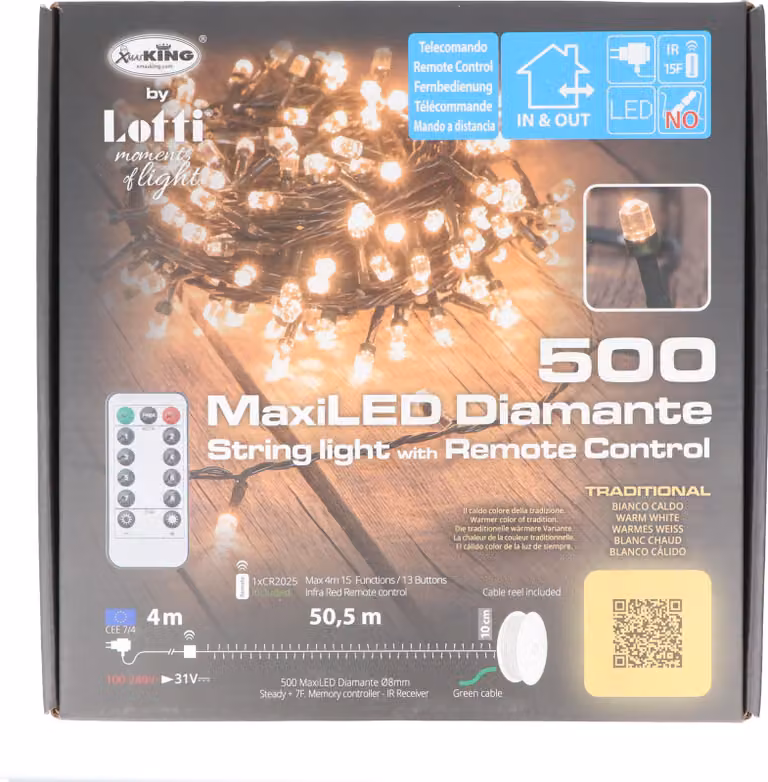 Luci LED da fata 500 LED color ambra, micro luci LED da fata, adatte per l'uso in interni ed esterni, incluso telecomando IR