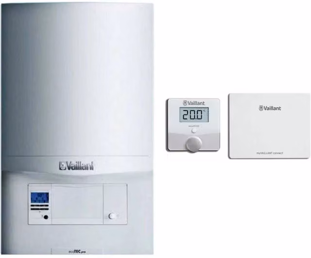 Caldaia a Condensazione Vaillant ecoTec Pro VMW 286/5-3+ Metano/Gpl con Kit Scarico Fumi, Display e Controllo via App, Colore Bianco